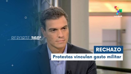 Protestas en España exigen la salida de la OTAN y recortes sociales.
