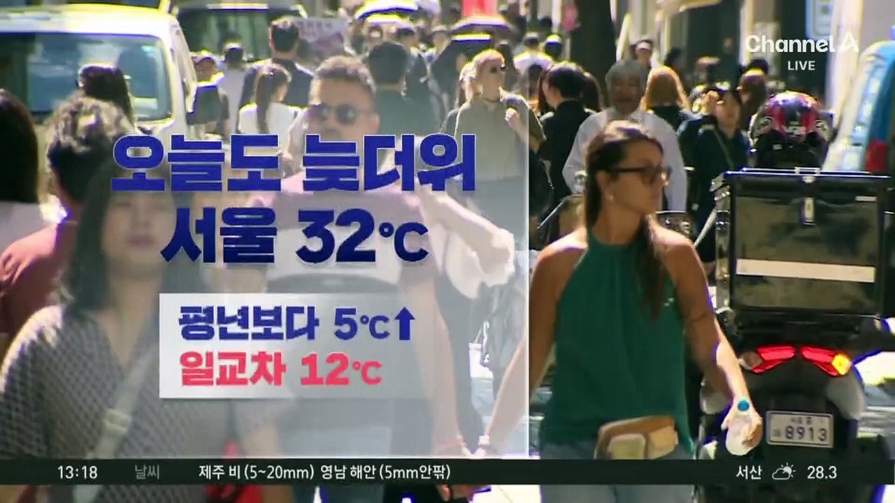 [날씨]오늘도 최고 32도 늦더위, 일교차 12도