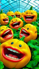 Yellow squash with human face whimsical green house