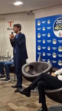 Giovanni Donzelli, responsabile organizzazione di Fratelli d’Italia, a Feroleto Antico, per presentare le liste dei candidati di FdI alle Regionali in Calabria