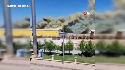 İçecek deposundaki yangına TOMA'lı müdahale