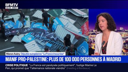 Tour d'Espagne arrêté par des manifestations pro-Palestine: "Je veux saluer la mobilisation du peuple espagnol", indique Manon Aubry, députée européenne (LFI)