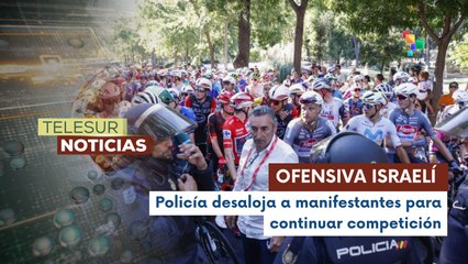 Protestas contra el genocidio en Gaza irrumpen en la Vuelta Ciclista a España