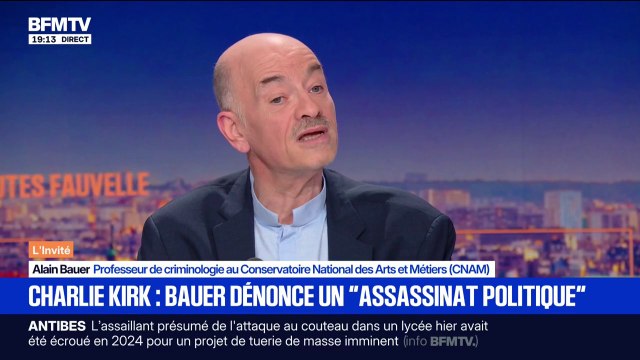 Charlie Kirk: Nul ne doit mourir simplement pour avoir mis des idées, quoi qu'on pense des idées , estime Alain Bauer, professeur de criminologie au CNAM