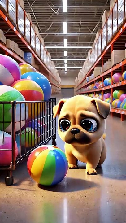 Dog s Balance Challenge! Riding a Rainbow Ball Home, So Funny! 😂
