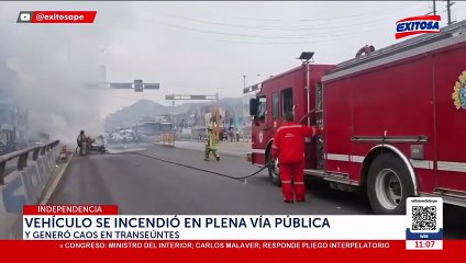 Independencia: Vehículo se incendió en plena vía pública generando caos