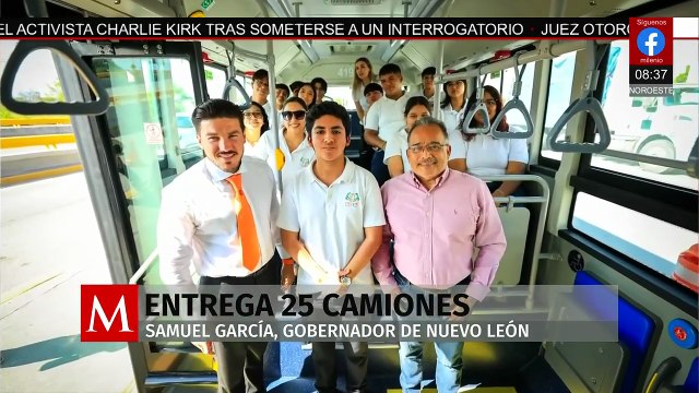 Samuel García entrega 25 nuevos camiones para la 'Ruta 188' en Nuevo León