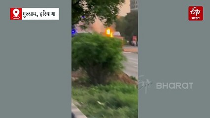 गुरुग्राम में रिफाइंड ऑयल से भरे कैंटर में लगी आग, ड्राइवर-कंडक्टर ने कूदकर बचाई जान