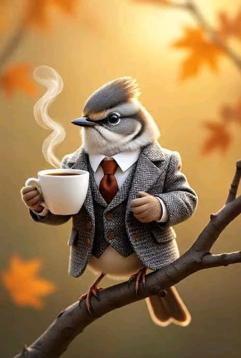 cute little bird love tea 🍵