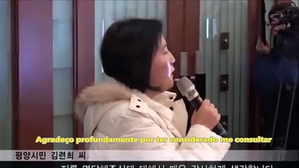 A senhora Kim Ryon Hui confrontando o relator-especial da ONU sobre "direitos humanos" na Coreia do Norte.