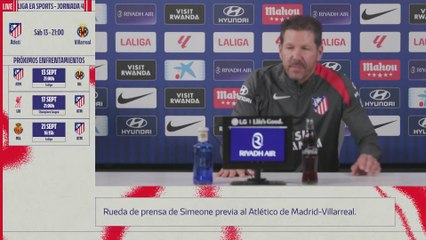 Rueda de prensa de Simeone previa al Atlético de Madrid vs. Villarreal de LaLiga