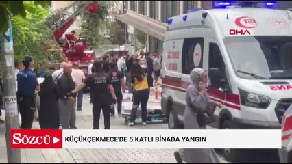 Küçükçekmece'de 5 katlı binada yangın