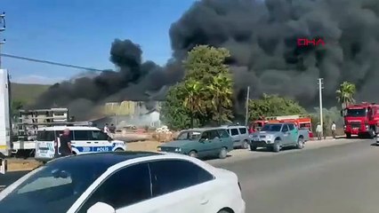 Orman yakınlarındaki kereste deposunda yangın