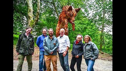 Impressive leaping fox sculpture unveiled at Lost Gardens of Heligan in Cornwall