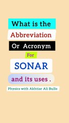 What is abbreviation for sonar_what is the acronym for sonar and uses of sonar