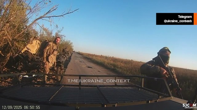 Drone ucraino ferma un convoglio russo e scatena il panico tra i soldati!