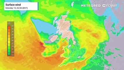 Strong wind gusts across England and Wales to start the week