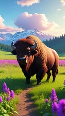 Bison Wandered Through Endless Meadow ❤️