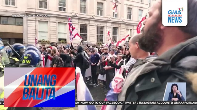 Tangkang pagpasok ng anti-immigration protesters sa kabilang kilos-protesta, nauwi sa tensiyon; ilang raliyista at pulis, sugatan | Unang Balita