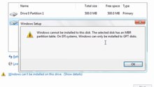 Windows cannot be installed to this disk the selected disk has an mbr partition table on efi systems... Solved