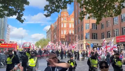 Thousands of Tommy Robinson supporters gather in Waterloo for march