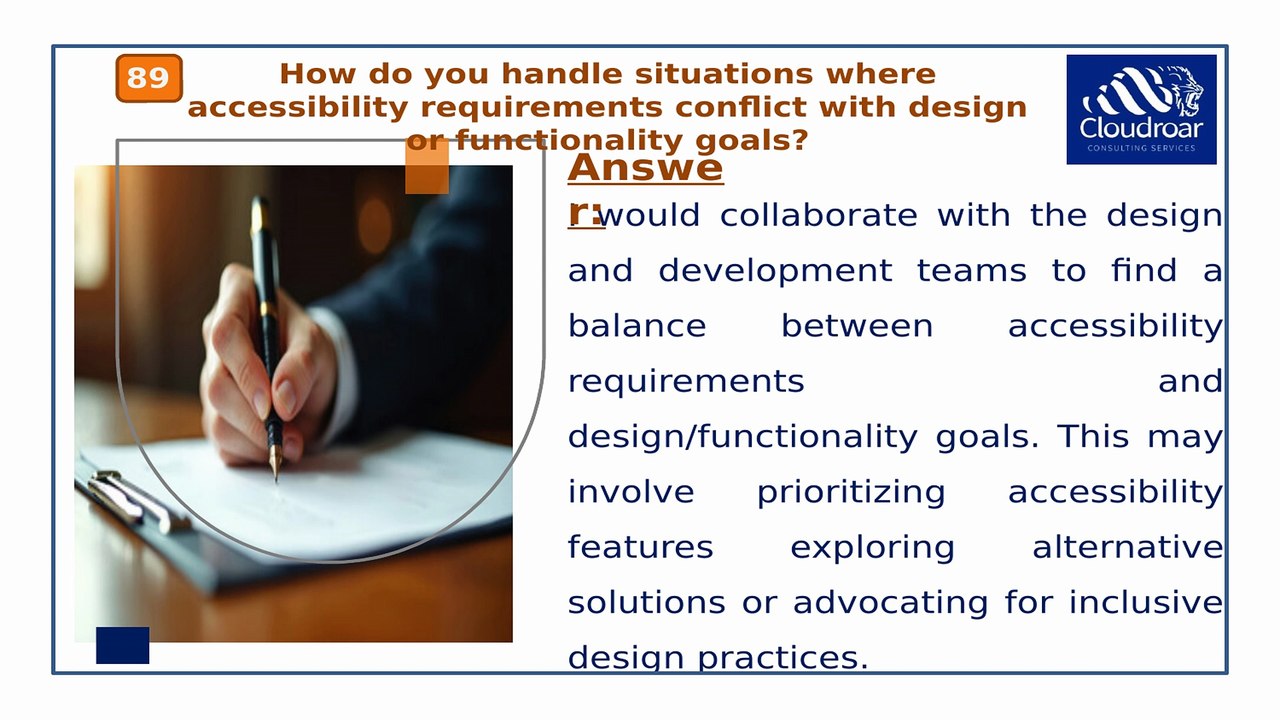 Top 10 Interview Questions for Accessibility Specialty Engineer Role to Ace Your Career | Part 10
