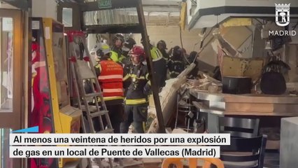 Al menos una veintena de heridos tras una explosión de gas en un local de Puente de Vallecas (Madrid)