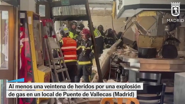 Al menos una veintena de heridos tras una explosión de gas en un local de Puente de Vallecas (Madrid)