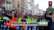 Miles de personas en Londres protestan en contra y a favor de los migrantes
