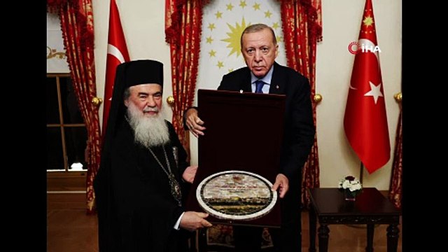 Cumhurbaşkanı Erdoğan, Kudüs Rum Ortodoks Patriği Giannopoulos’u kabul etti