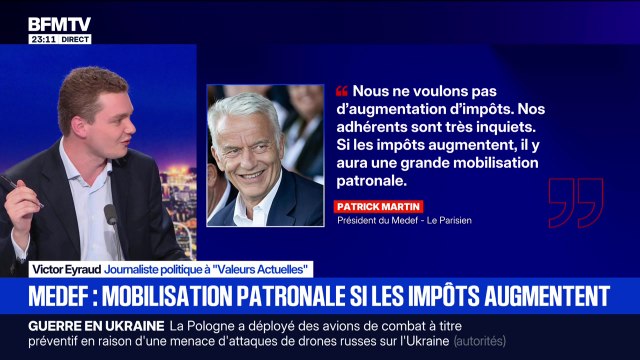 Medef : mobilisation patronale si les impôts augmentent - 13/09