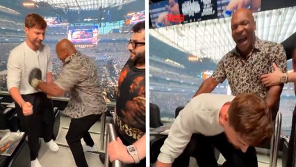 Mike Tyson da tremendo gancho a Mr Beast en la pelea de Canelo - Crawford