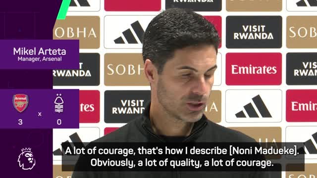 Arteta praises 'courageous' Madueke after Forest win