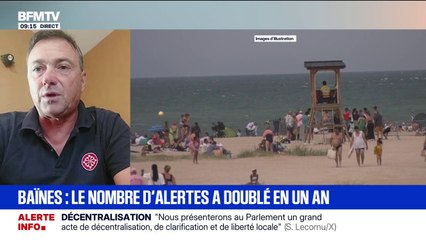Hausse d'alertes aux baïnes: "Il y a eu des houles au mois d'août qui ont été assez extraordinaires", explique Franck Marleux, nageur-sauveteur CRS