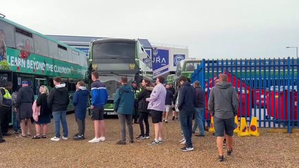 Pompey fans leave the city to head to derby match in Southampton