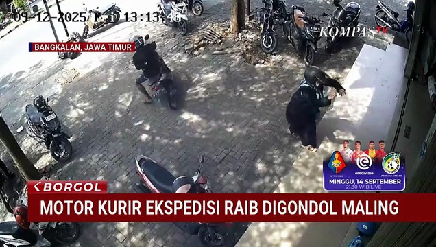Detik-Detik Pencuri Gasak Motor Kurir Ekspedisi di Bangkalan Terekam CCTV | BORGOL