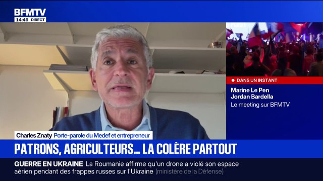 Le patronat sait aussi se mobiliser , déclare Charles Znaty, porte-parole du Medef, qui, par l'intermédiaire de son président, a menacé d'une grande mobilisation patronale si les impôts des entreprises augmentent