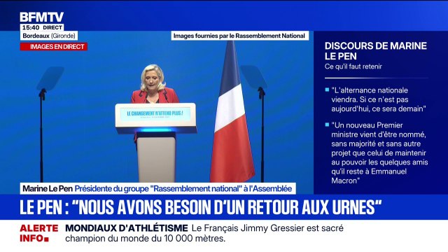 Marine Le Pen dénonce une stagnation de la France qui en politique s'appelle le déclin