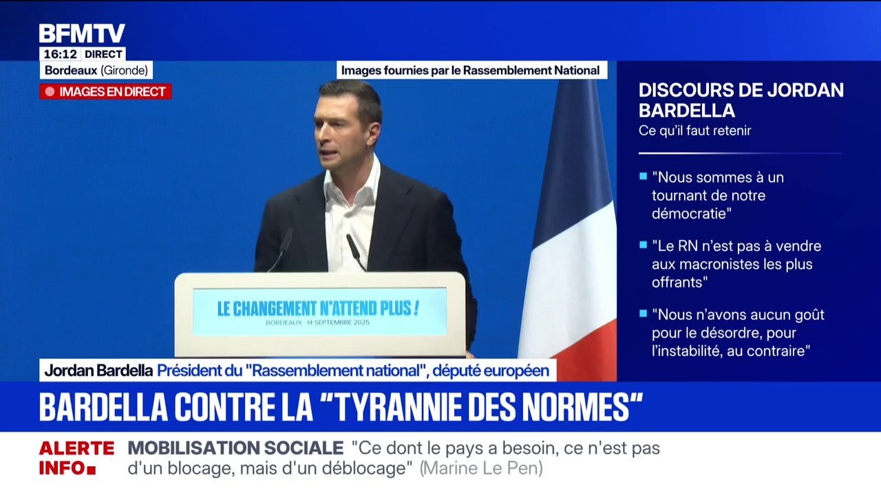 Jordan Bardella : "Nous n'avons aucune confiance dans des gouvernements qui imposent la tyrannie des normes d'un côté et l'enfer fiscal de l'autre"