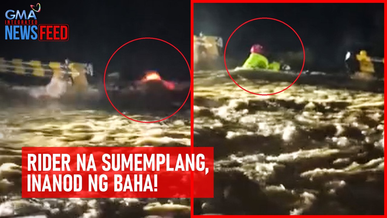 Rider na sumemplang, inanod ng baha! | GMA Integrated Newsfeed
