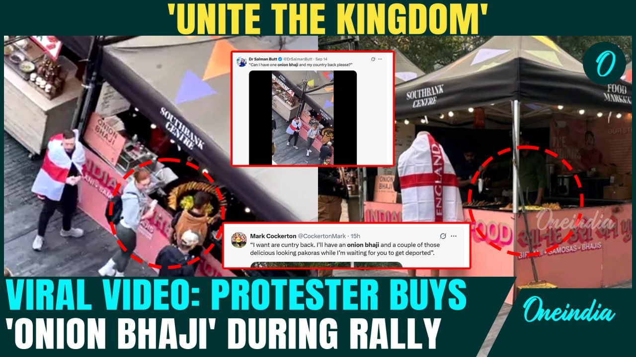London Anti-Immigration Protester Pauses to Buy Indian 'Bhaji '— Internet Reacts to Shocking Irony