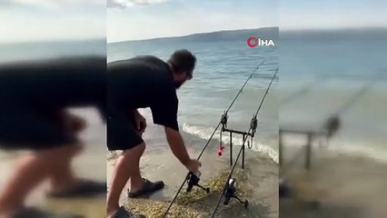 Sapanca Gölü’nde bir dev yakalandı! Nefes kesen mücadele kamerada