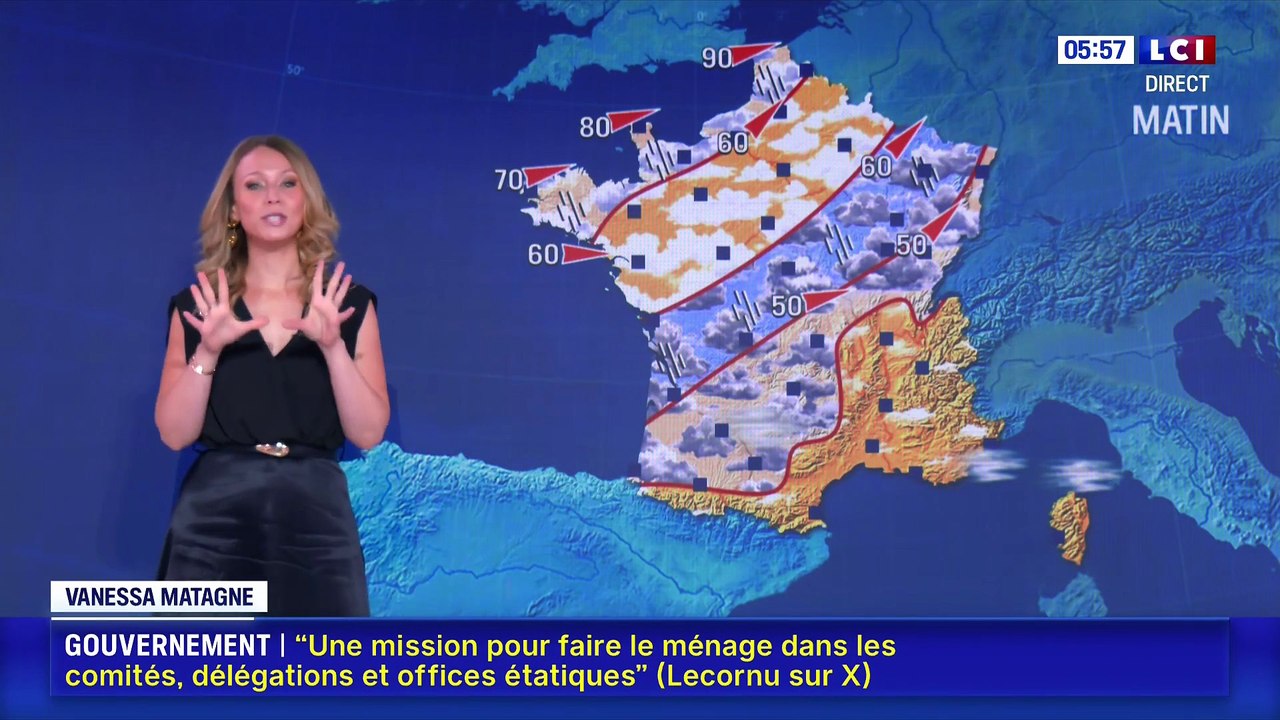 Vanessa Matagne - Météo LCI du 15/09/2025 - Un temps partagé en France entre pluie, vent et soleil 🌦️