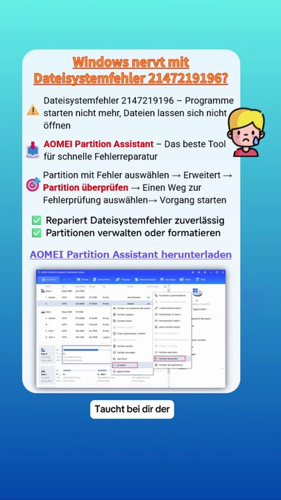 💻 Windows nervt mit Dateisystemfehler 2147219196?