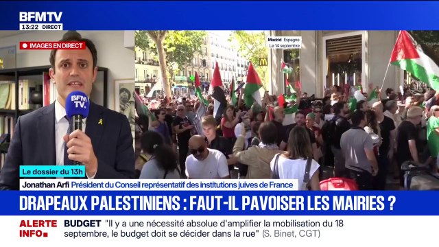 Drapeaux palestiniens sur les mairies: C'est un acte qui s'inscrit en dehors du champ légal , affirme Jonathan Arfi, président du Conseil représentatif des institutions juives de France