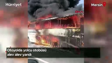 Otoyolda yolcu otobüsü alev alev yandı!