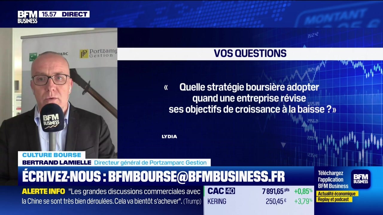 Culture Bourse : « Quelle stratégie boursière adopter quand une entreprise révise ses objectifs de croissance à la baisse ? », par Julie Cohen-Heurton - 15/09