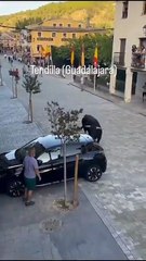 VIDEO: Toro enfurecido desata el caos al embestir un coche en plena calle en España