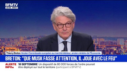Manifestation anti-immigration: "Il faut qu'il fasse attention Elon Musk, il joue avec le feu", estime Thierry Breton, ancien Commissaire européen au marché intérieur