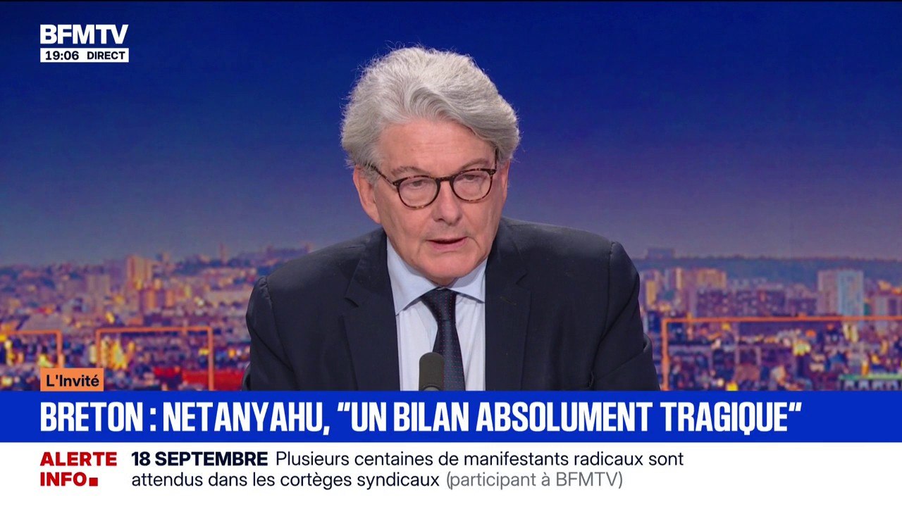 Reconnaissance de l'État de Palestine: "Il faut évidemment y aller", affirme Thierry Breton, ancien Commissaire européen au marché intérieur